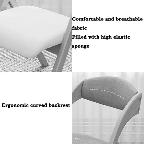 Miniatura 5 de Sillas plegables con asientos acolchados, silla de comedor cómoda para el hogar, silla de aprendizaje con respaldo cómodo individual en el balcón