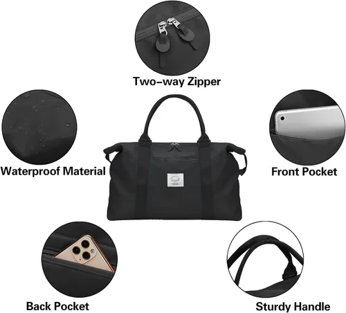 Miniatura 3 de Suruid Bolsa de viaje para mujer, bolsa de viaje para mujer, bolsa de viaje deportiva, gimnasio, bolsa de lona con bolsillo húmedo, bolsa de viaje