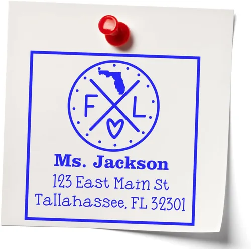 Miniatura 88 de Sello entintado moderno con nombre y dirección del estado de Alabama – Sello de dirección de devolución personalizado para invitaciones de despedida