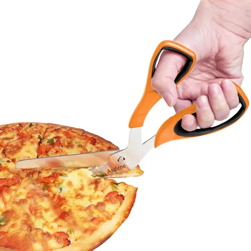 Miniatura 2 de Asdirne Tijeras para pizza, cortador de pizza con hoja afilada de acero inoxidable de grado alimenticio y mango suave, tijeras de cocina