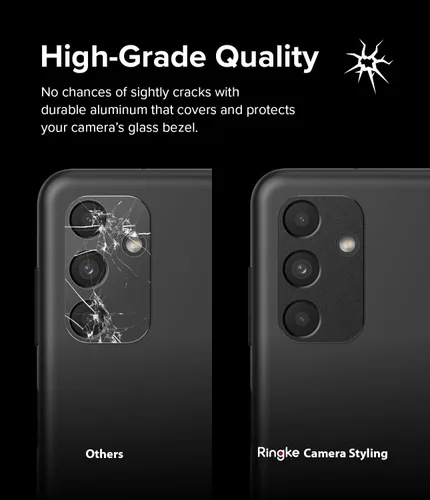 Miniatura 4 de Ringke Estilo de cámara compatible con Samsung Galaxy A13 5G protector de lente de cámara, marco de aluminio resistente adhesivo - negro