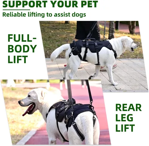 Miniatura 2 de PUPTECK Arnés de elevación para perros para perros de tamaño mediano y grande, cabestrillo de rehabilitación para soporte de pata trasera, arnés