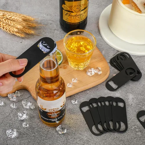 Miniatura 6 de Remerry Abrebotellas plano de acero inoxidable a granel 3.4 x 1.3 pulgadas, llave de cerveza, lata de soda, mini velocidad para cocina, bar