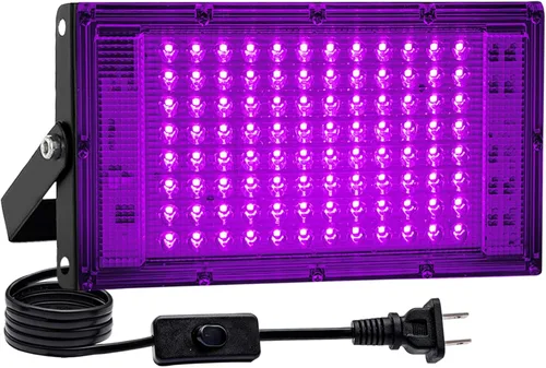 1 paquete de luz negra de 100 W, luz negra LED con enchufe e interruptor de EE. UU., luces negras para brillar, sin fiesta, Halloween, pintura