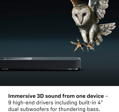 Miniatura 5 de Sennheiser AMBEO Soundbar Plus para TV y música con sonido envolvente 3D inmersivo, configuración de altavoces virtuales 7.1.4, subwoofers dobles