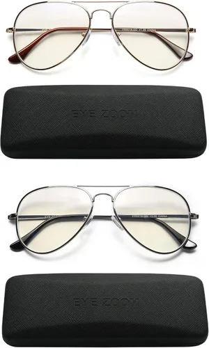 Miniatura 9 de Paquete de 2 lentes de lectura con bloqueo de luz azul, estilo aviador, anti rayos azules y UV, para hombres y mujeres