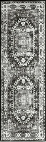 Miniatura 7 de FairOnly Alfombra bohemia lavable de 2 x 6 pies, estilo vintage, envejecida, tribal, antideslizante, no desprende pelusa, suave, plegable, alfombra
