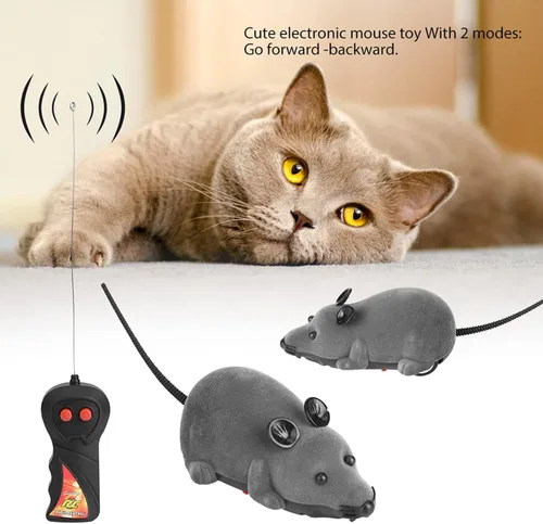Miniatura 3 de Juguete de control remoto para gatos, juguete electrónico de rata para gatito, divertido simulación de persecución, juguetes de animales, regalo Gris