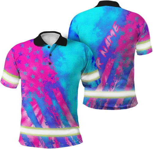 Miniatura 30 de Polo reflectante con bandera de camuflaje de alta visibilidad para hombres y mujeres, polo de seguridad para trabajo, patriótico Polo 03