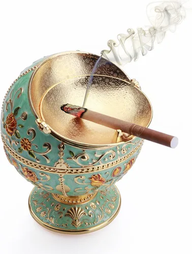 Miniatura 4 de K Cool - bola cenicero para cigarrillos, aleación, con tapa con patrón de texto grabado a mano, regalo para hombres y mujeres
