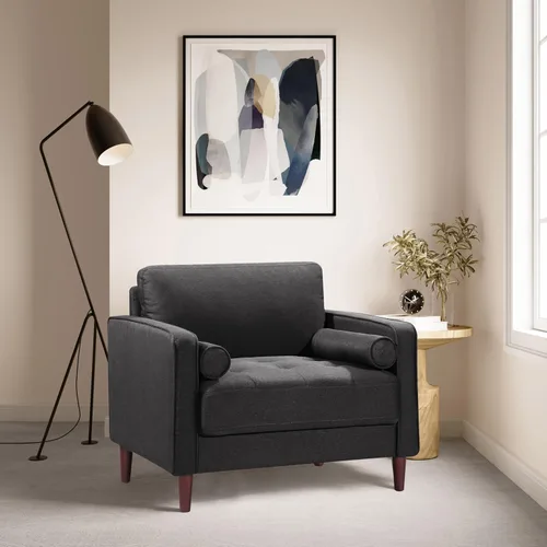 Miniatura 14 de Studio Living® Lexington Sofá Chaise de 83.1 pulgadas, moderno de mediados de siglo, comodidad de resortes ensacados, chaise reversible, fácil Gris