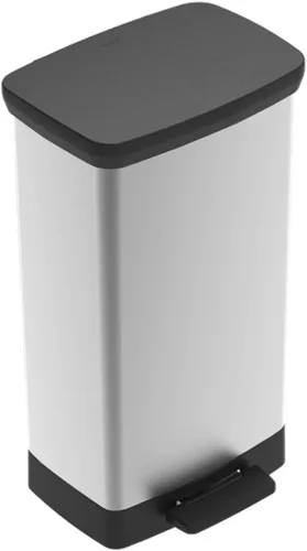 Curver Tapa en acero inoxidable como acabado, reciclaje perfecto para uso doméstico en interiores para eliminación de basura, 50 litros, metálico