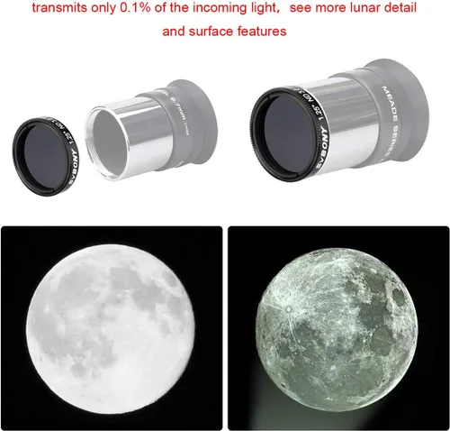 Miniatura 5 de SVBONY Filtro de telescopio SV139 Filtro de luna 0.1 por ciento de transmisión 1.25 pulgadas ND1000 Filtro de densidad nutritiva para telescopio