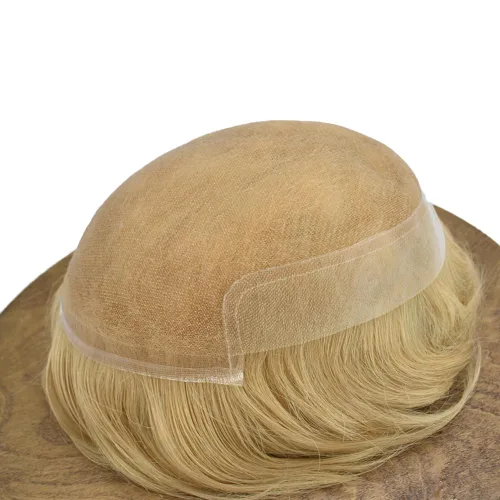 Miniatura 146 de Sistema de repuesto de cabello humano europeo con encaje frontal suizo para hombre, tupé para hombre, pieza de cabello, nudo blanqueado, línea #17