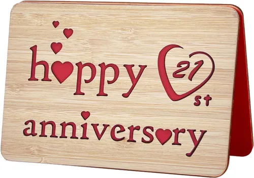 Miniatura 51 de Tarjeta de felicitación de madera para el primer aniversario, hecha a mano, 1 año, aniversario de boda, tarjeta de primer aniversario para ella, él
