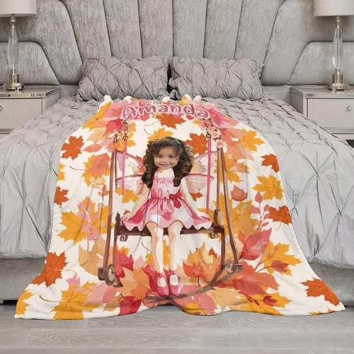 Miniatura 6 de Artsadd Manta facial personalizada de princesa para niñas, personalizada con cara de niños, manta personalizada para niños, nombre de foto de bebé