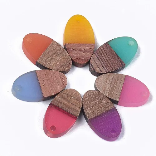 Miniatura 35 de Mega Pet Colgante de resina y madera de nogal para hacer joyas de bricolaje