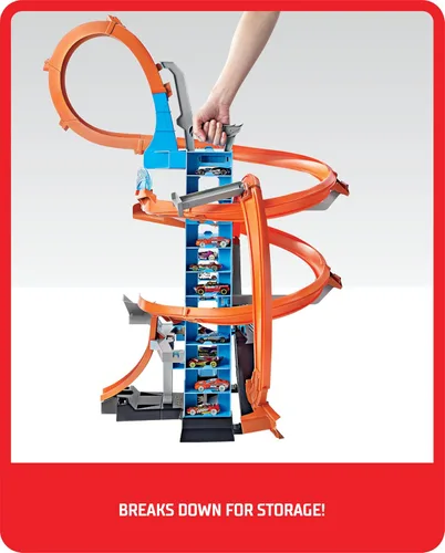 Miniatura 8 de Hot Wheels Sky Crash Tower Track Set - Juego de pistas de torre de 2.5+ pies / 83 cm de altura con refuerzo motorizado, pista naranja y 1 vehículo