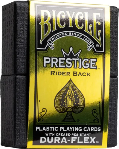 Bicycle Prestige - Cartas de juego impermeables, baraja 100% de plástico negro, cartas de póquer duraderas de calidad de casino para juegos de