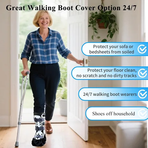 Miniatura 4 de Paquete de 2 fundas para botas de caminar para fractura de pie, fundas ortopédicas para zapatos al aire libre para botas de caminar médicas, botas