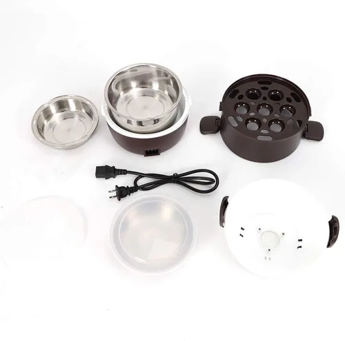 Miniatura 6 de Lonchera eléctrica, de acero inoxidable de 2 litros, calentador de alimentos con asa, calentador de alimentos portátil Bento para el trabajo