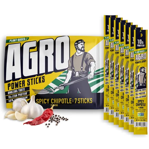 Miniatura 9 de AGRO POWER - Palitos veganos de cecina, 0.35 oz de proteína por barra, sabor teriyaki a base de plantas, bolsa de 7 palitos, sin OMG, 40% menos
