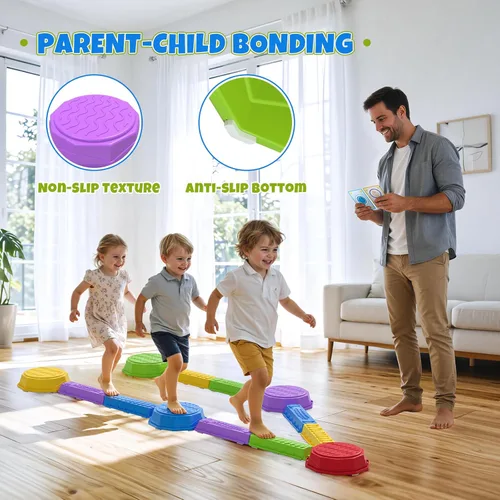Miniatura 6 de Wee Wonders Piedras de equilibrio para niños, juguetes sensoriales antideslizantes para carreras de obstáculos para niños pequeños, piedras