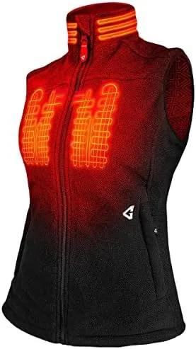 Miniatura 6 de Gerbing Chaleco de forro polar termita 2.0 para mujer de 7 V, elegante chaleco térmico con batería para mujer, 8 horas de batería de reserva
