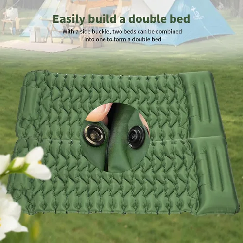 Miniatura 4 de Almohadilla de dormir para camping, almohadilla de dormir autoinflable con almohada incorporada bomba de pie, almohadillas inflables ultraligeras