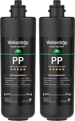 Waterdrop WD-10PP - Filtro de agua para debajo del fregadero, repuesto para Waterdrop TSA y TSB y TSA-UF y TSB-ALK y TSB-CM y TSB-UF de 3 etapas