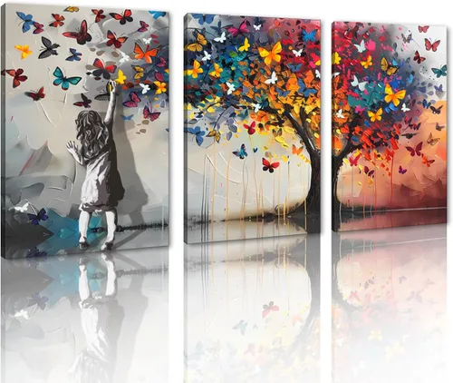 Miniatura 12 de 3 Piezas de Arte de Pared Banksy en Lienzo, Póster de Graffiti, Decoración de Pared con Citas Inspiradoras, Nunca Te Rindas, Obras de Arte para Sala