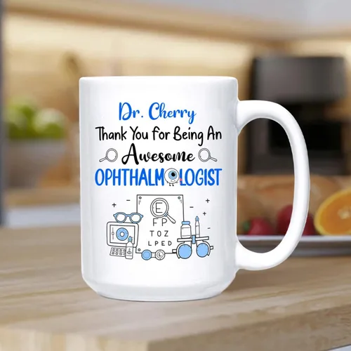Miniatura 3 de Taza de café personalizada para oftalmólogo con texto en inglés "Thank You For Being An Awesome Oftalmologist", taza de café personalizada