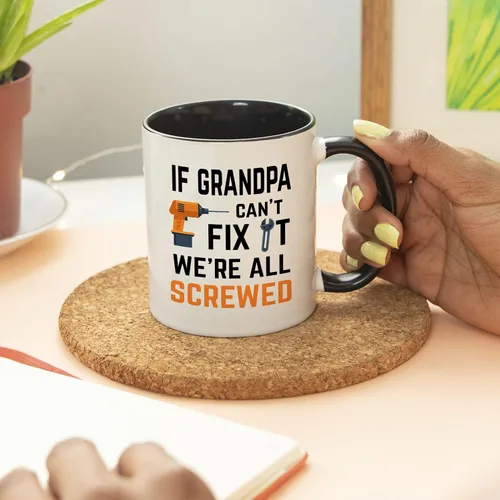 Miniatura 5 de YouNique Designs Taza con texto en inglés "If Grandpa Cant Fix It Were All Screwed, 11 onzas", divertida taza de café para abuelo, regalos