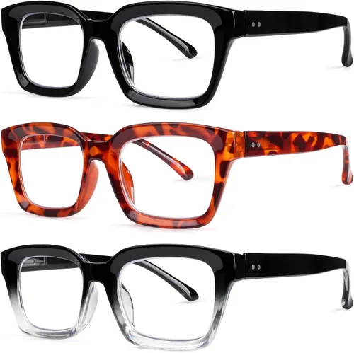 Miniatura 10 de Joschoo - Paquete de 3 gafas de lectura con bloqueo de luz azul para computadora, con bisagra de resorte, para mujeres y hombres