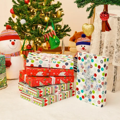 Miniatura 6 de SUNCOLOR Paquete de 12 Cajas de Regalo Grandes de Navidad de 14" Rojas con Tapas para Ropa y Regalos Rojo: 14 x 9.5 x 2 pulgadas