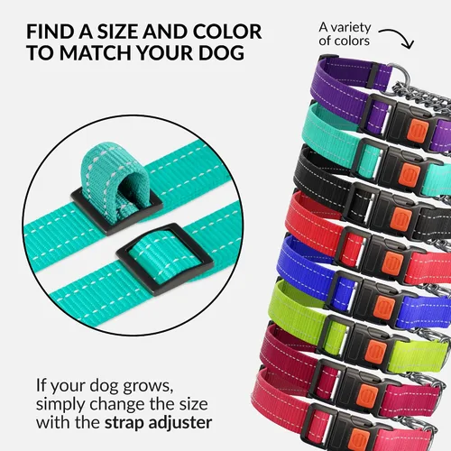 Miniatura 7 de CollarDirect Martingale - Collar para perro con cadena de acero inoxidable y hebilla de liberación rápida, collar reflectante para perros grandes