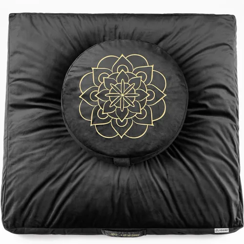 Miniatura 14 de Hihealer Cojín de meditación, funda de terciopelo tradicional tibetano para meditación, cojín grande para el suelo para adultos, cojín de trigo Azul