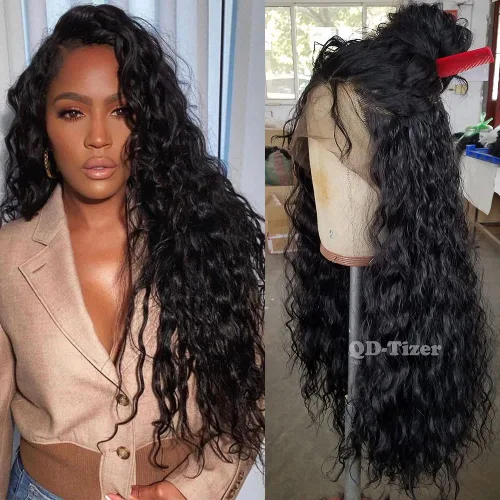 Miniatura 4 de QD-Tizer - Peluca larga de encaje rizado con ondas de moda para mujer