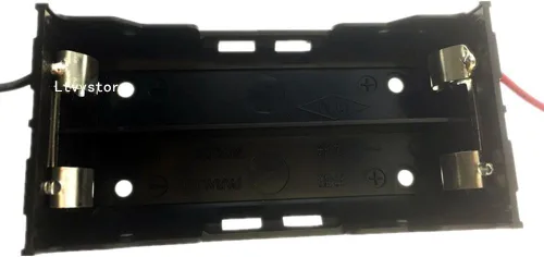 Miniatura 5 de Soporte para batería 18650, 4 piezas, 2 ranuras x 3.7 V, caja de almacenamiento de batería DIY, en paralelo caja de baterías de plástico negro