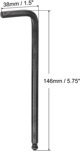 Miniatura 2 de uxcell Llave hexagonal de extremo de bola de 0.236 in, herramienta de reparación CR-V de brazo largo en forma de L, negro