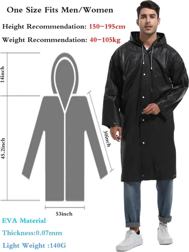 Miniatura 106 de 2 abrigos de lluvia de Borogo para adultos, chaquetas de lluvia reutilizables para hombres y mujeres