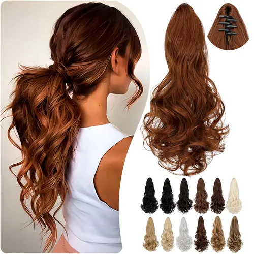 Miniatura 34 de Extensión de cola de caballo de 18 pulgadas, 20 pulgadas, larga, rizada, ondulada, recta, con clip, de aspecto natural, extensión de cabello