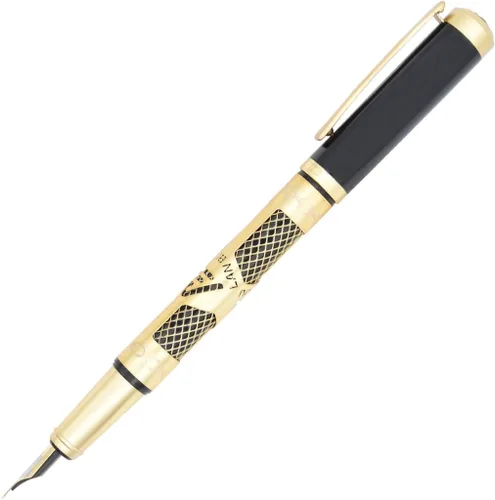 Miniatura 11 de Gullor Pluma estilográfica de metal con convertidor y caja de regalo, punta doblada, oro