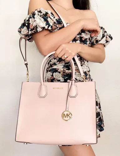 Miniatura 5 de Michael Kors Mercer Bolso de hombro convertible grande Cuero rosa rubor, Powder Blush
