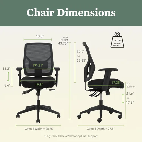 Miniatura 2 de HON Crio Silla de oficina ergonómica de malla, silla de escritorio con respaldo alto con brazos ajustables, soporte lumbar, asiento giratorio