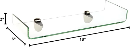 Miniatura 2 de Spancraft Glass Osprey6x18 - Estante de vidrio doblado de acero cepillado Osprey, soporte de acero cepillado, 6" x 18