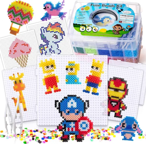 Miniatura 9 de Kit de cuentas fusibles XXL, cuentas derretidas para manualidades de niños Kit de cuentas de hierro para niños - fusibles de cuentas de clavijas