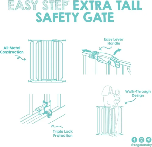 Miniatura 10 de Regalo Puerta de seguridad para bebés extra alta de 36 pulgadas para puertas y parte inferior de escaleras, puerta de bebé montada a presión