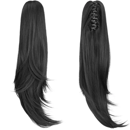 Miniatura 21 de Extensión de cola de caballo, extensiones de cabello con clip de garra de 24 pulgadas, extensiones de cabello largo y lacio, extensión de cabello