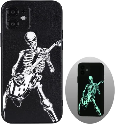 Miniatura 16 de X spirit Funda de teléfono de calavera para iPhone 13, dedo medio, diseño gótico luminoso de esqueleto genial oscuro y con estilo emo, estilo rock n